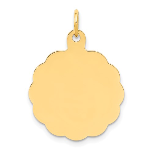 14k .018 Gauge Engravable Round Scalloped 22x19mm Disc Charm