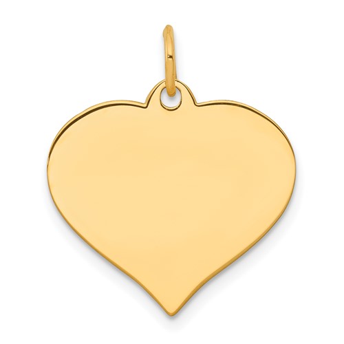 14k Plain .018 Gauge Engraveable Heart 19x18mm Disc Charm