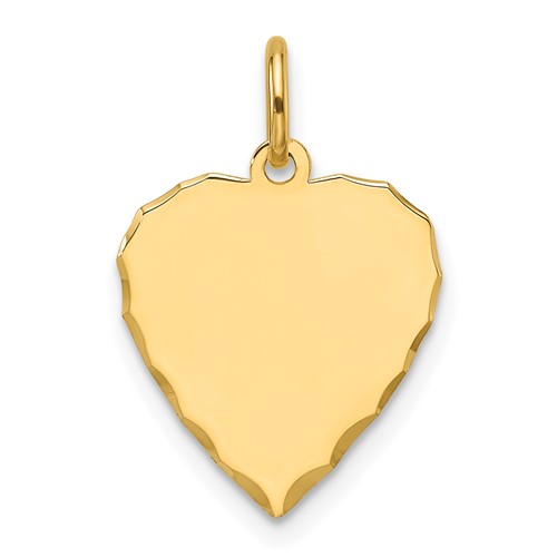 14k Etched Edge .027 Gauge Engravable Heart 14.8x13.7mm Disc Charm