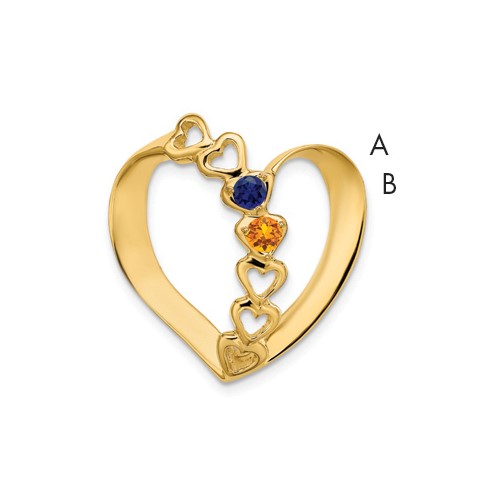 14k Polished 2-Stone Mothers Heart Slide Mounting