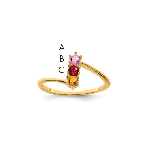 14k Genuine 3 Stone Mother's Ring