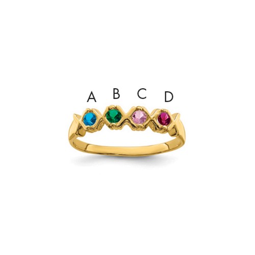 14k Genuine 4 Stone Mother's Ring