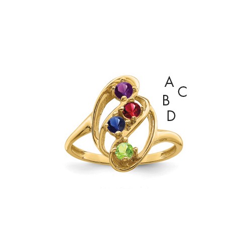 14k Synthetic Family Jewelry Ring