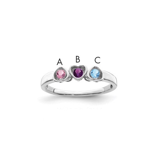 14k White Gold Synthetic Family Jewelry Ring