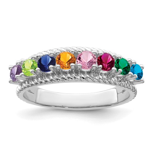 14k White Gold Polished 8-Stone Mothers Ring Mounting