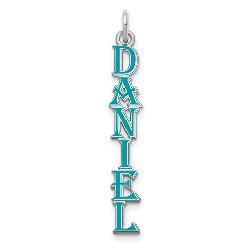 14k White Gold Algerian Font Epoxy Name Plate Charm