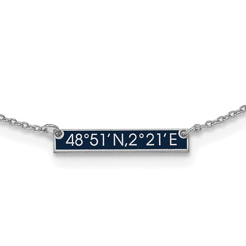 14k White Gold Brushed 1 Station w/Epoxy Necklace