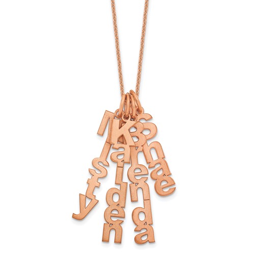 14k Rose Gold Brushed Vertical 4 Name Charm Necklace