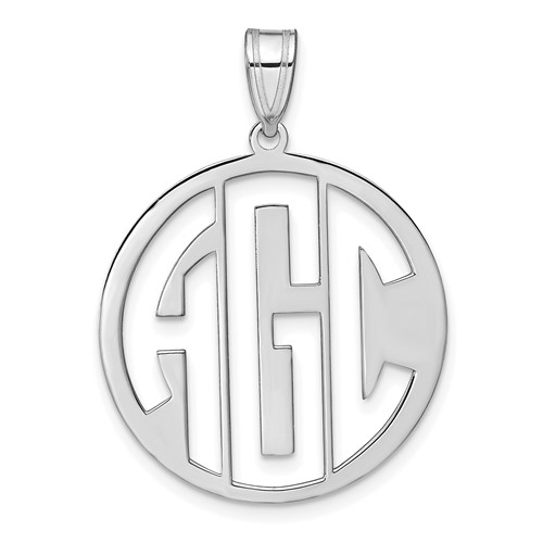 14k White Gold Round Cut-out Monogram Pendant