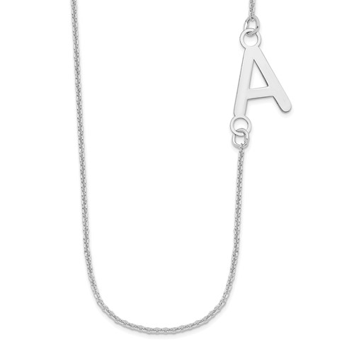 10k White Gold Small Offset Initial Necklace