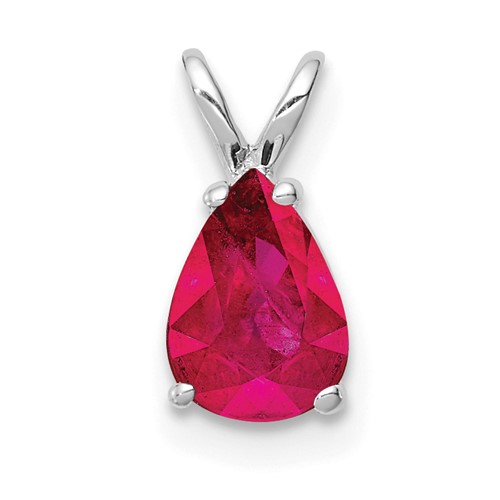 14k White Gold 7x5mm Pear Ruby Pendant