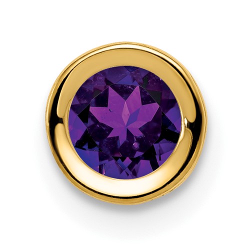 14k 5mm Round Amethyst Bezel Chain Slide