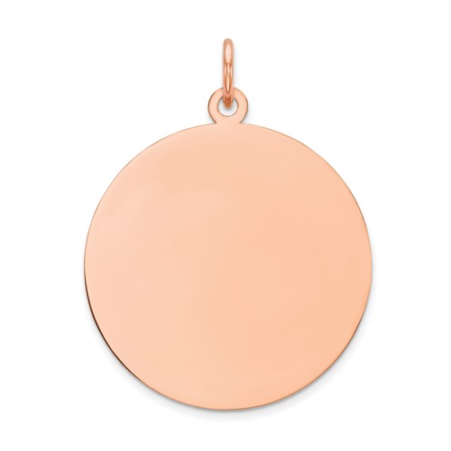 14k Rose Gold Plain .013 Gauge Round Engravable 21mm Disc Charm