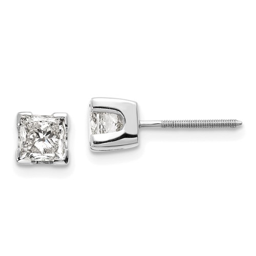 14k White Gold 4.5mm Princess Cut Stud Earring Mountings