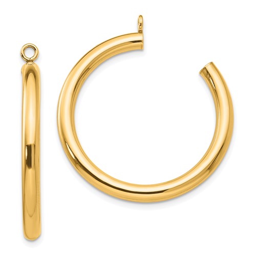 14k Polished 3x30mm Tube Hoop Earring Jackets