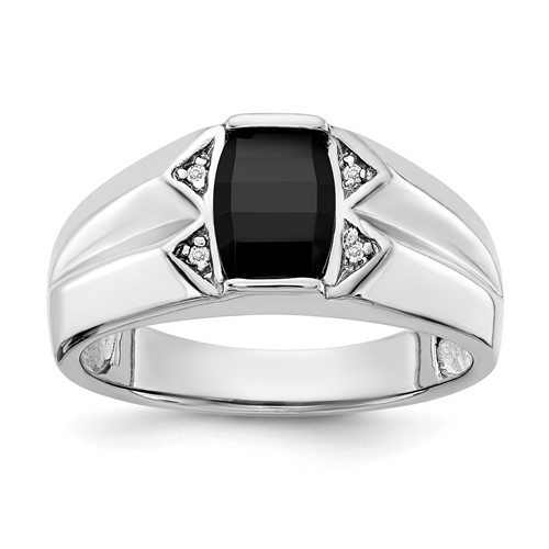 14k White Gold AAA Diamond Men's Ring