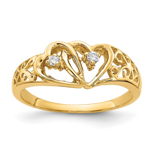 14k A Diamond heart ring