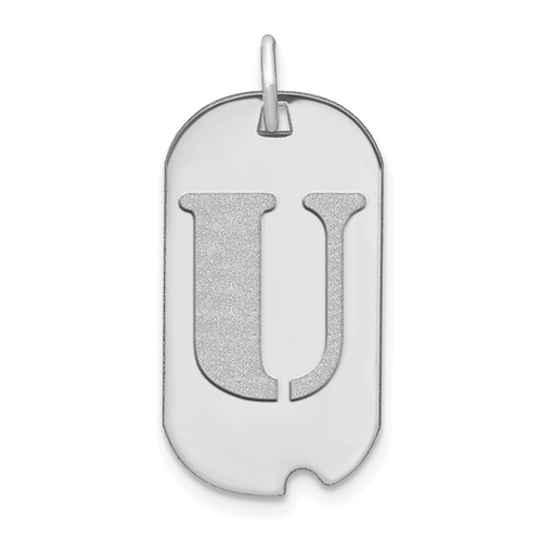 14kw Polished Letter U Initial Dog Tag Pendant
