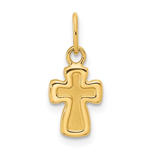 14K Polished and Satin Gold Cross Pendant