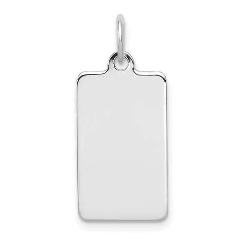 14k White Gold Plain 17.1x10.5mm .011 Gauge Rectangular Engravable Disc Charm